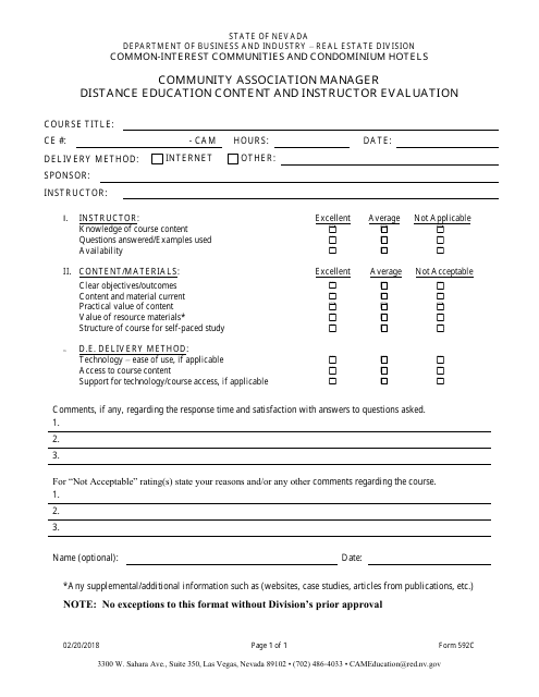 Form 592C  Printable Pdf