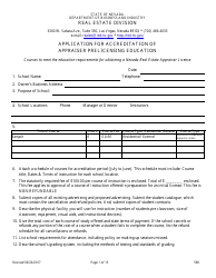 Document preview: Form 598 Application for Accreditation of Appraiser Prelicensing Education - Nevada