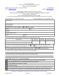 Form 589B Inspectors of Structures Pre-certification Education Course Renewal Application - Nevada