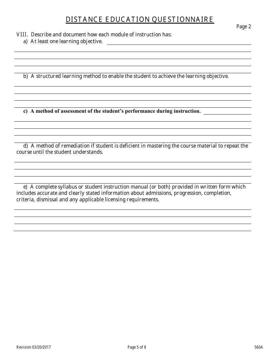 Form 560A Real Estate Broker Management Pre-licensing Education Course Application - Nevada, Page 5