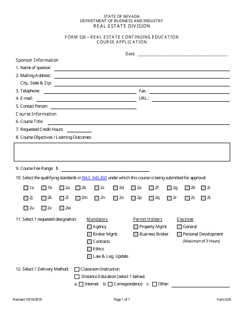 Form 526  Printable Pdf