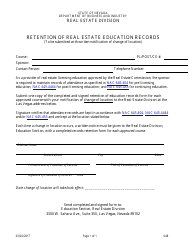 Document preview: Form 648 Retention of Real Estate Education Records - Nevada