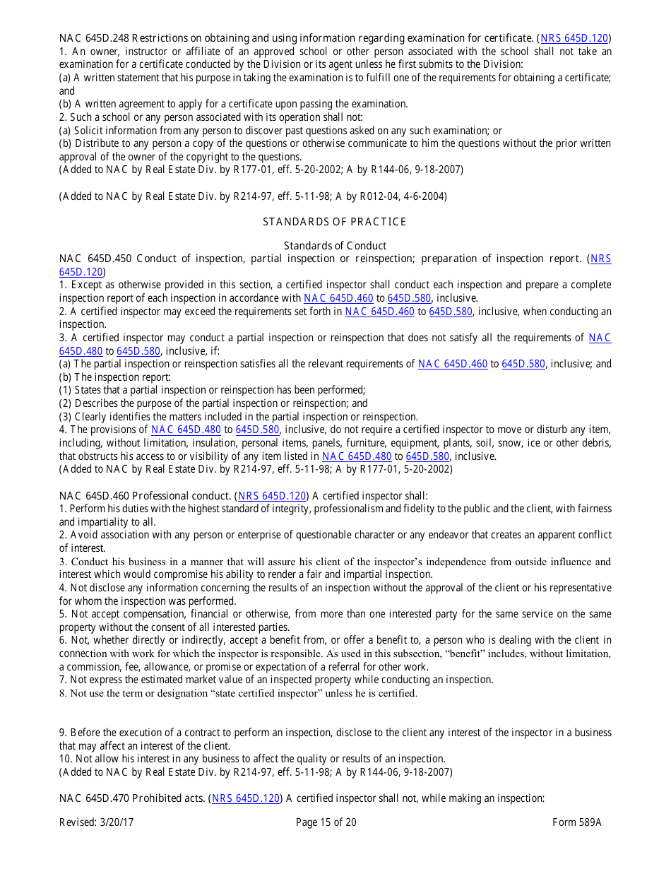 Form 589A Inspectors of Structures Pre-certification Education New Course Application - Nevada, Page 15