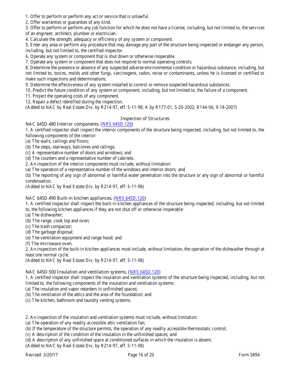 Form 589A Inspectors of Structures Pre-certification Education New Course Application - Nevada, Page 16