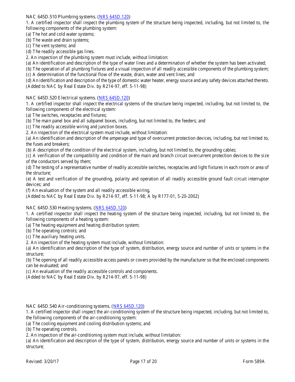 Form 589A Inspectors of Structures Pre-certification Education New Course Application - Nevada, Page 17