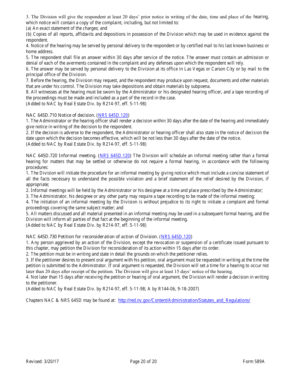 Form 589A Inspectors of Structures Pre-certification Education New Course Application - Nevada, Page 20