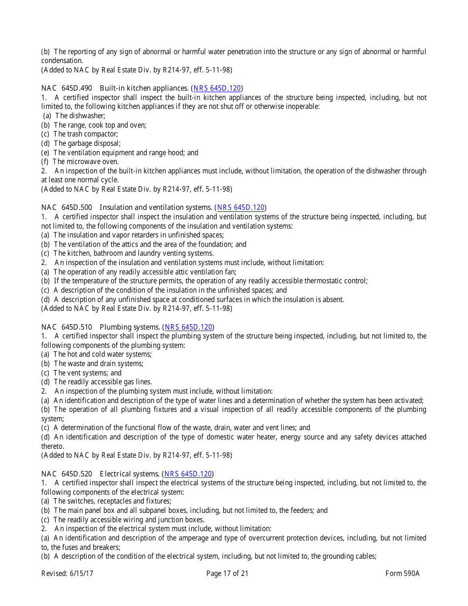 Form 590A Inspectors of Structures Continuing Education New Course Application - Nevada, Page 17