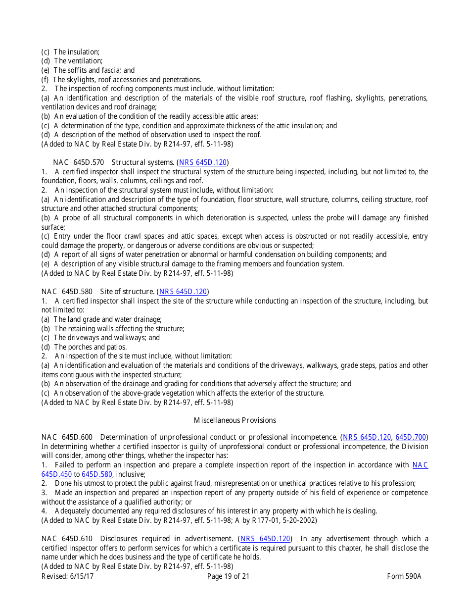 Form 590A Inspectors of Structures Continuing Education New Course Application - Nevada, Page 19