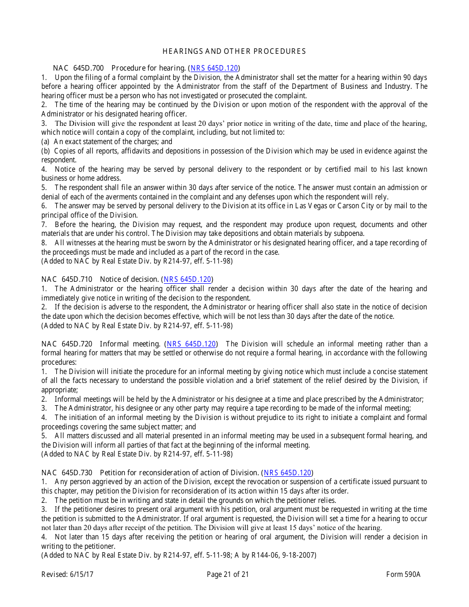 Form 590A Inspectors of Structures Continuing Education New Course Application - Nevada, Page 21