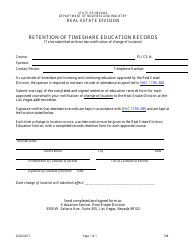 Document preview: Form 748 Retention of Timeshare Education Records - Nevada