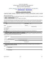 Form 703 Energy Auditor Change - Nevada