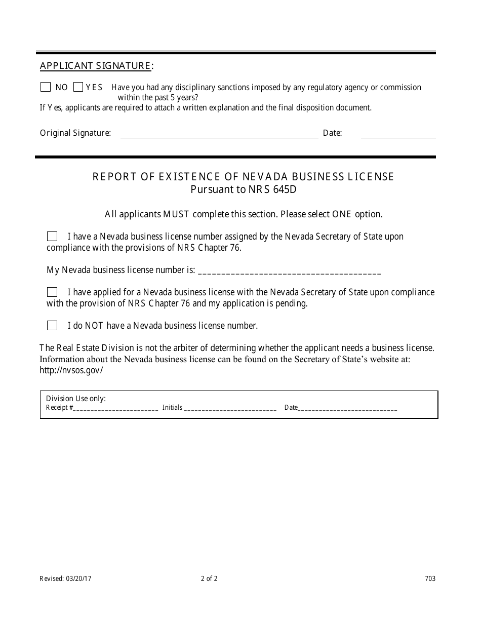 Form 703 Energy Auditor Change - Nevada, Page 2