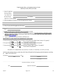 Form 527 Timeshare Pre-licensing Education Course Application - Nevada, Page 4