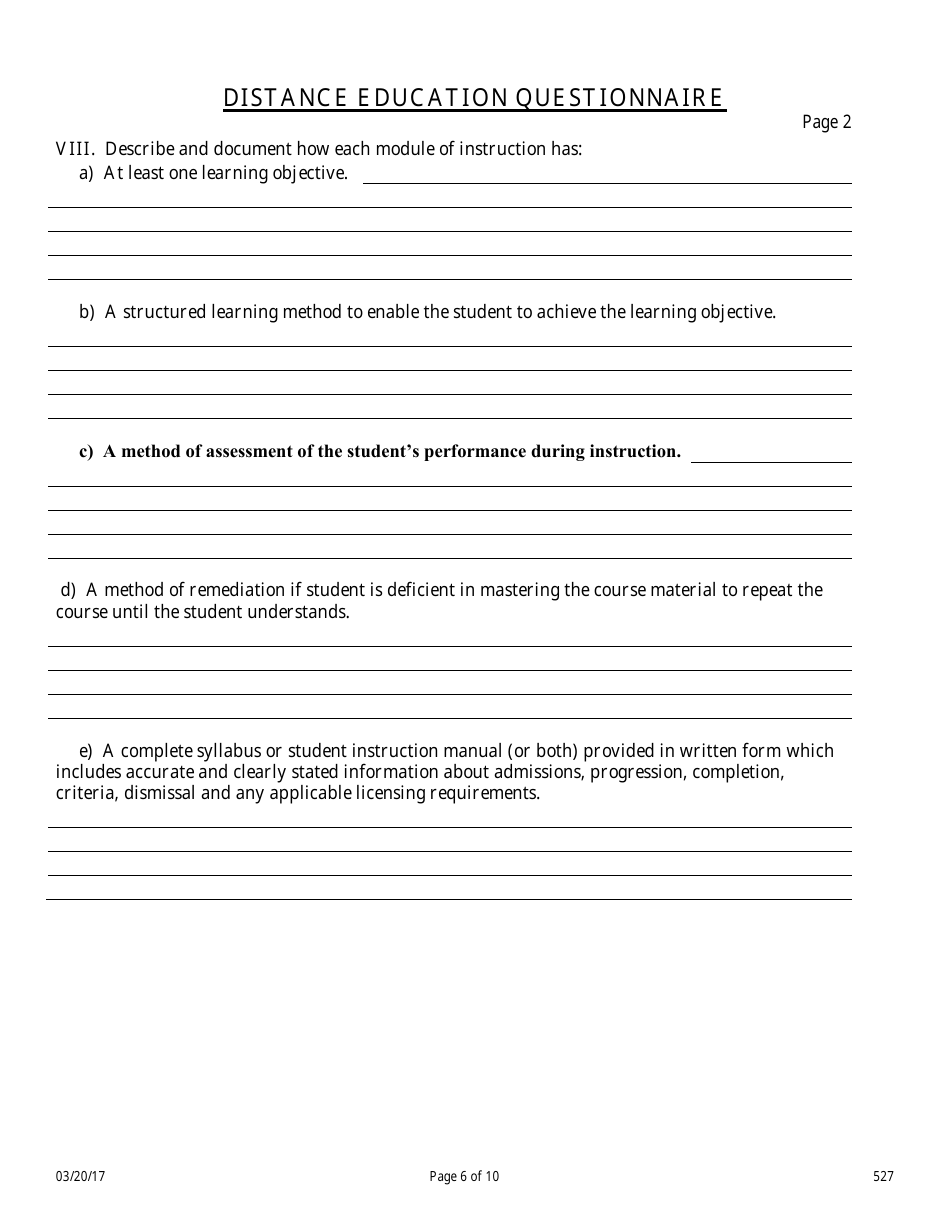 Form 527 Timeshare Pre-licensing Education Course Application - Nevada, Page 6