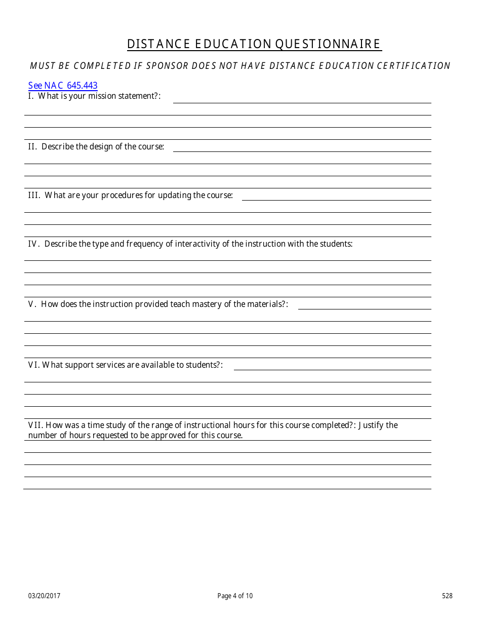 Form 528 Timeshare Continuing Education Course Application - Nevada, Page 4