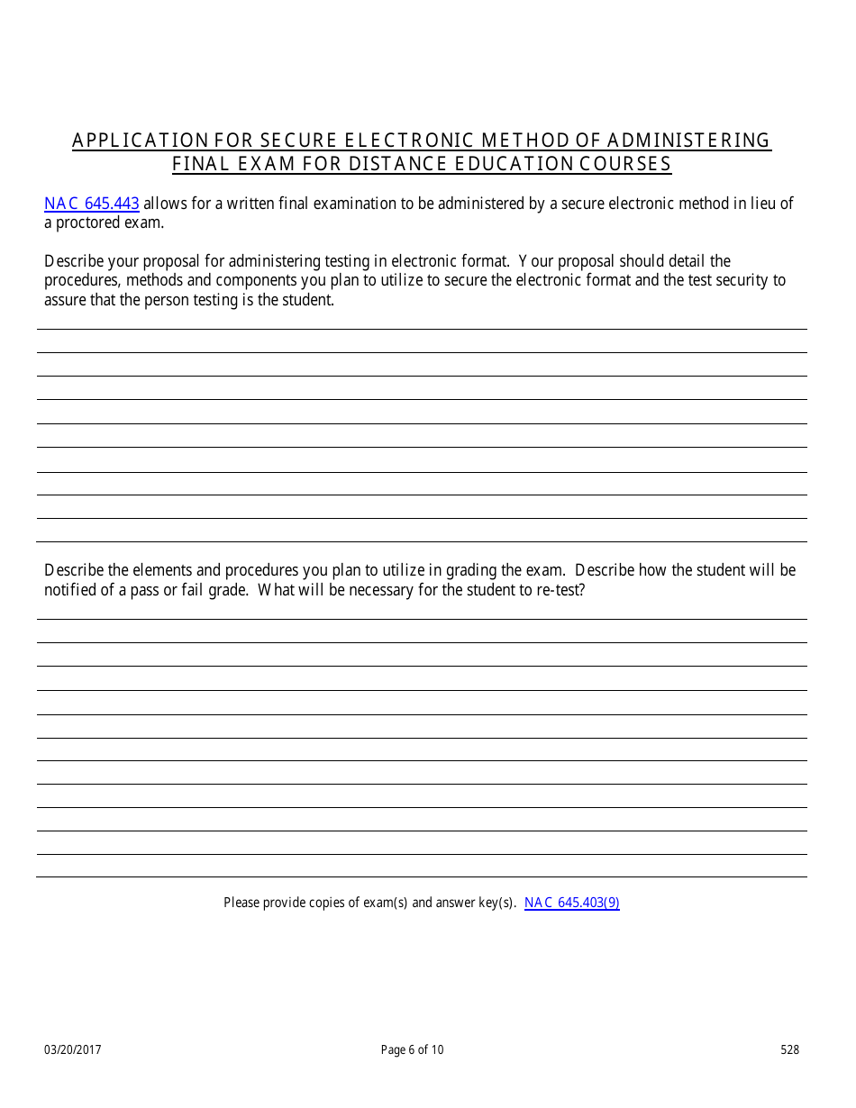 Form 528 Timeshare Continuing Education Course Application - Nevada, Page 6