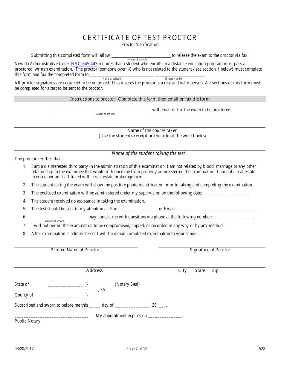Form 528 Timeshare Continuing Education Course Application - Nevada, Page 7