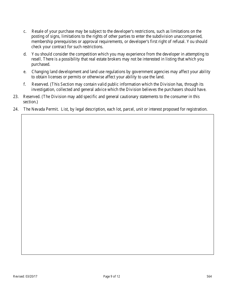 Form 564 Property Report - Nevada, Page 9