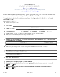 Form 565 Owner-Developer Application - Nevada, Page 2