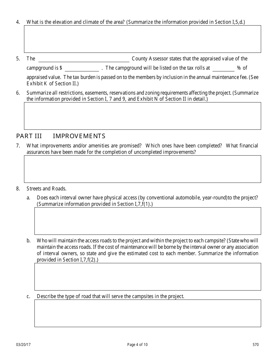 Form 570 Campground Public Offering Statement - Nevada, Page 4