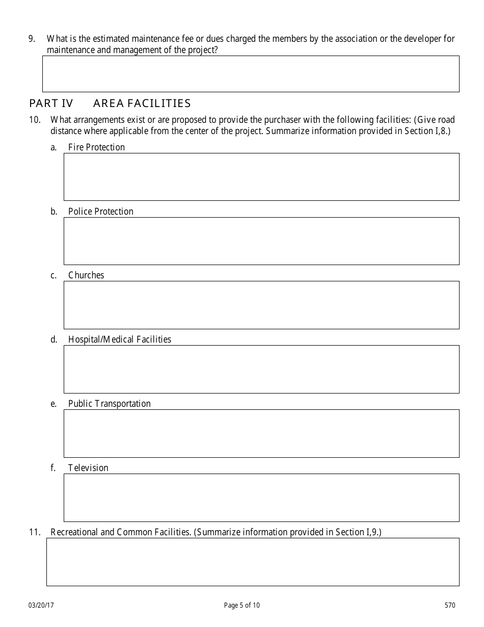 Form 570 Campground Public Offering Statement - Nevada, Page 5