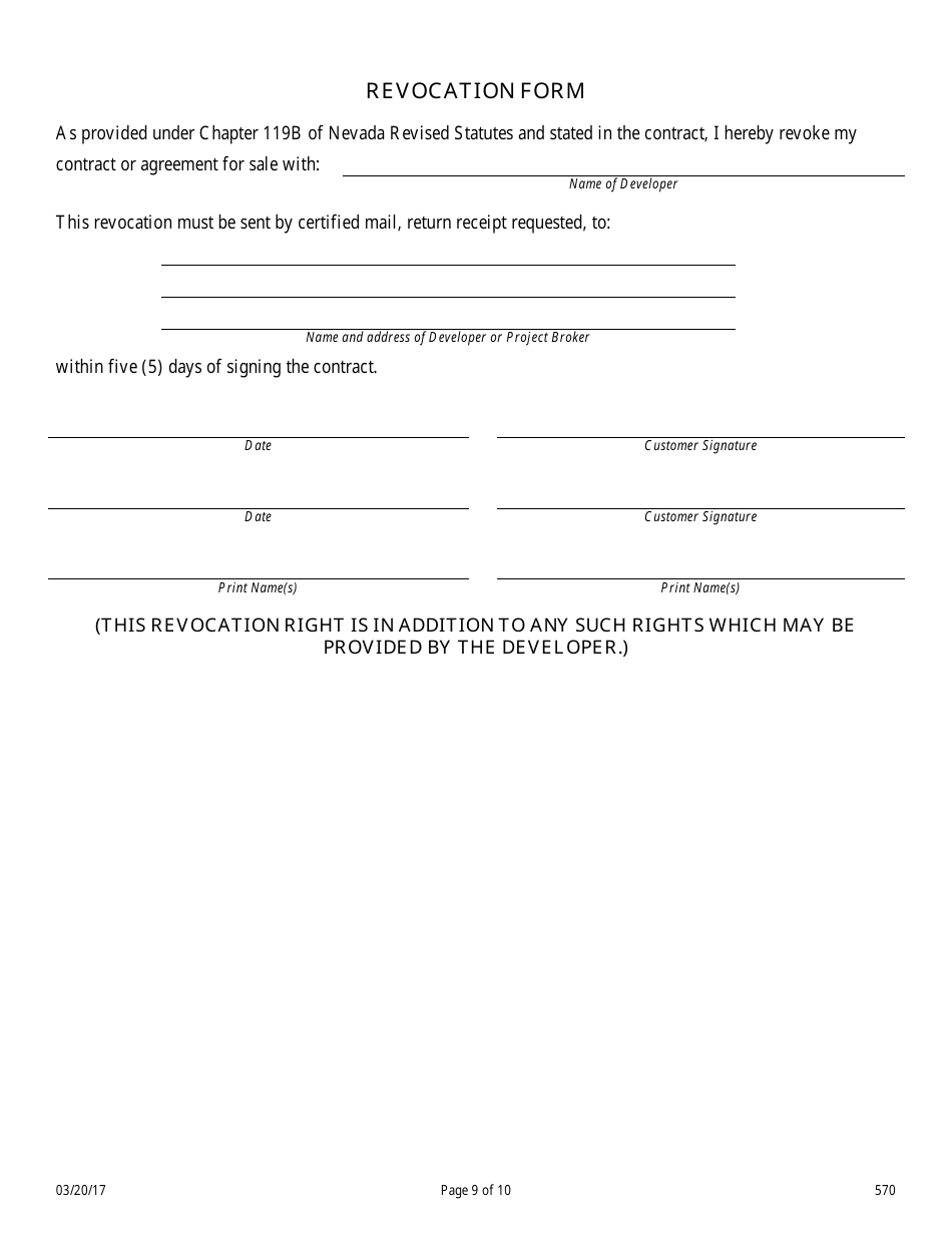 Form 570 Campground Public Offering Statement - Nevada, Page 9