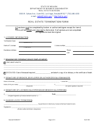 Form 505 Real Estate Salesperson or Broker-Salesperson License, or Business Broker or Property Manager Permit Termination - Nevada, Page 2