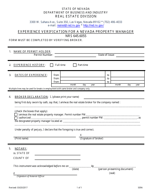 Form 509A  Printable Pdf