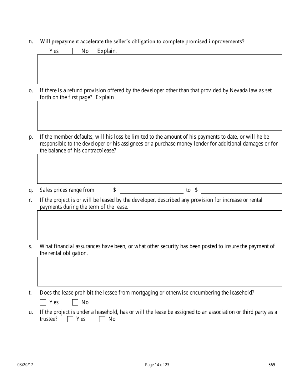 Form 569 Nevada Campground Registration Statement - Nevada, Page 14