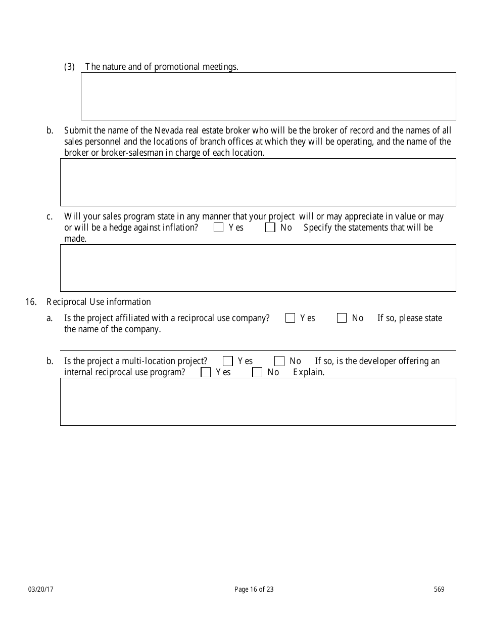 Form 569 Nevada Campground Registration Statement - Nevada, Page 16