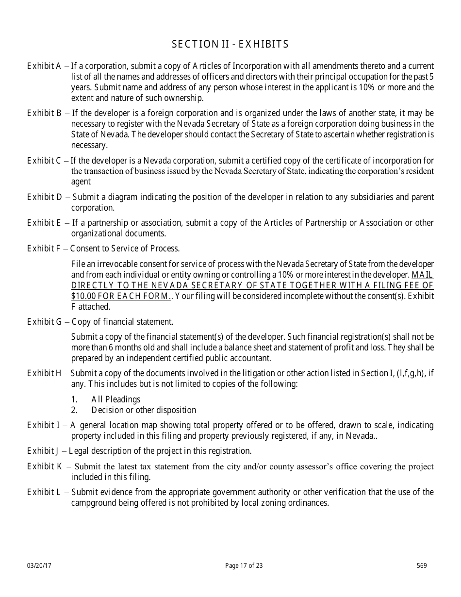 Form 569 Nevada Campground Registration Statement - Nevada, Page 17