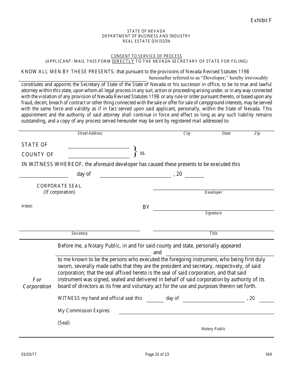 Form 569 Nevada Campground Registration Statement - Nevada, Page 20