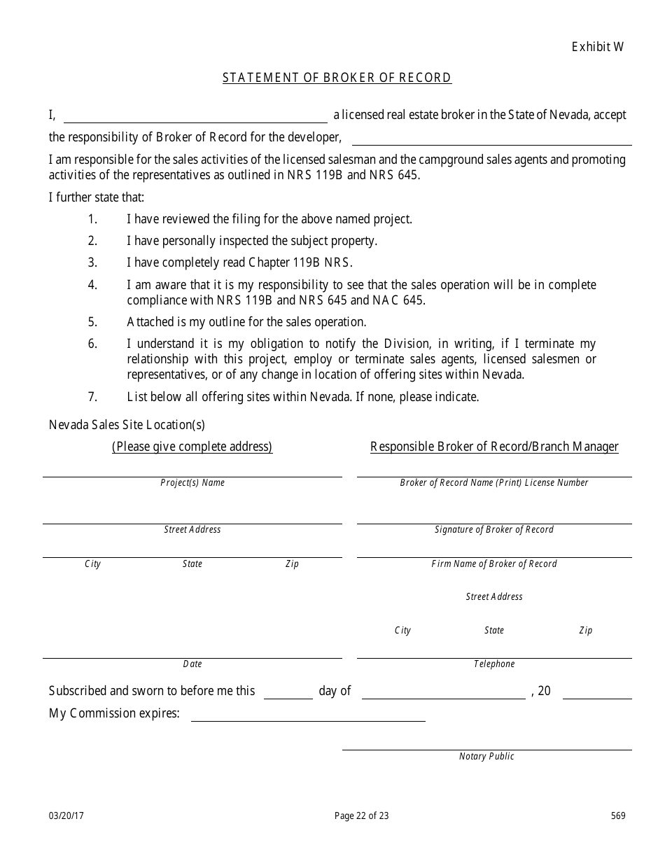 Form 569 Nevada Campground Registration Statement - Nevada, Page 22