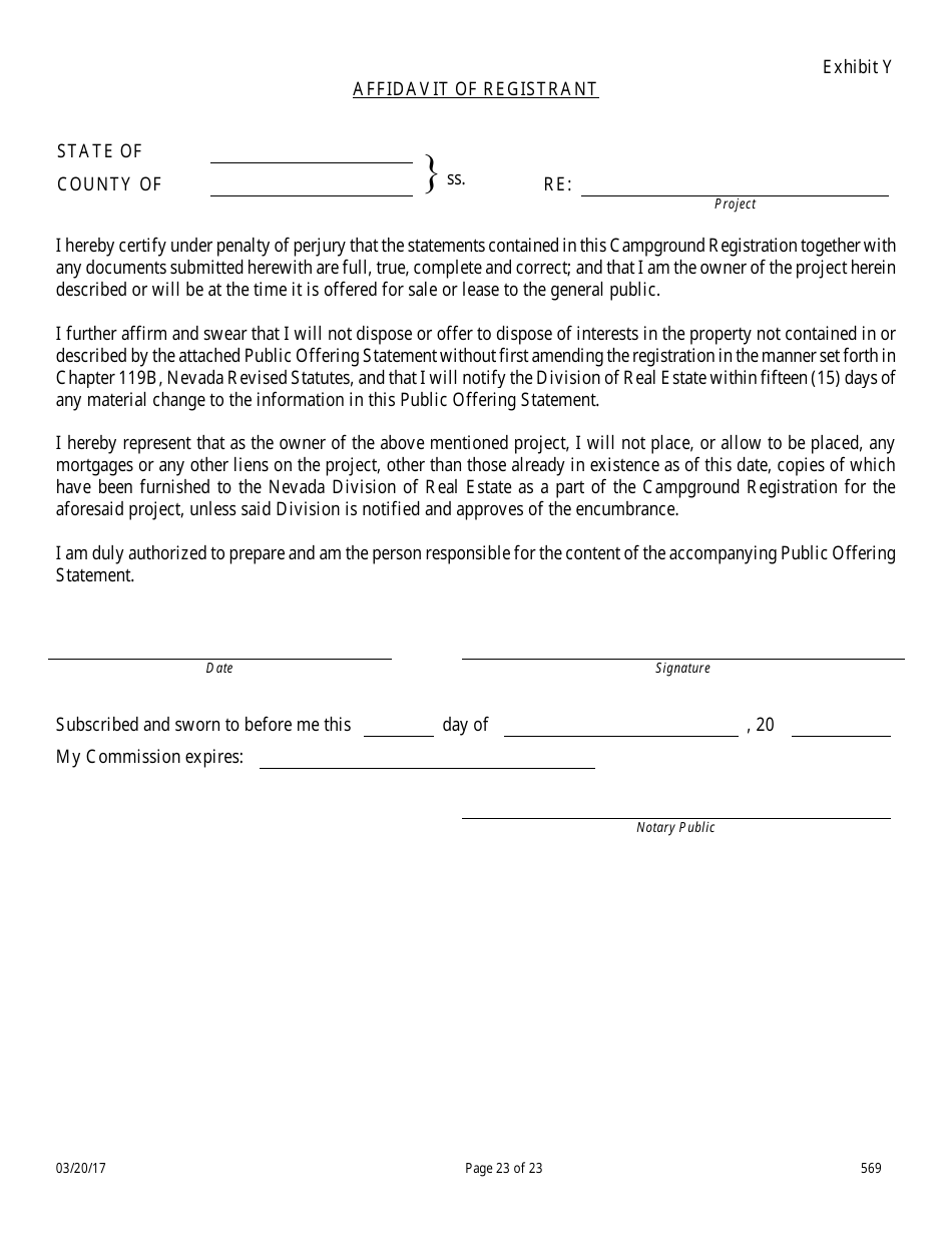 Form 569 Nevada Campground Registration Statement - Nevada, Page 23