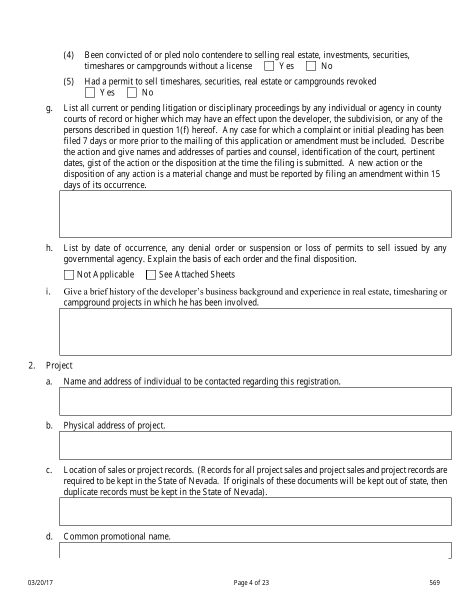 Form 569 Nevada Campground Registration Statement - Nevada, Page 4