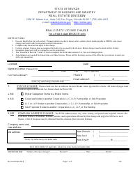 Document preview: Form 507 Real Estate License Change (For Brokers Only) - Nevada