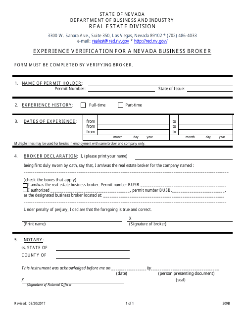 Form 509B  Printable Pdf