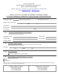 Form 504 Real Estate License or Permit Change Form for Broker Salesperson, Salesperson, Property Manager, and Business Broker - Nevada, Page 2