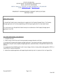 Document preview: Form 545 Property Management Permit Application - Nevada