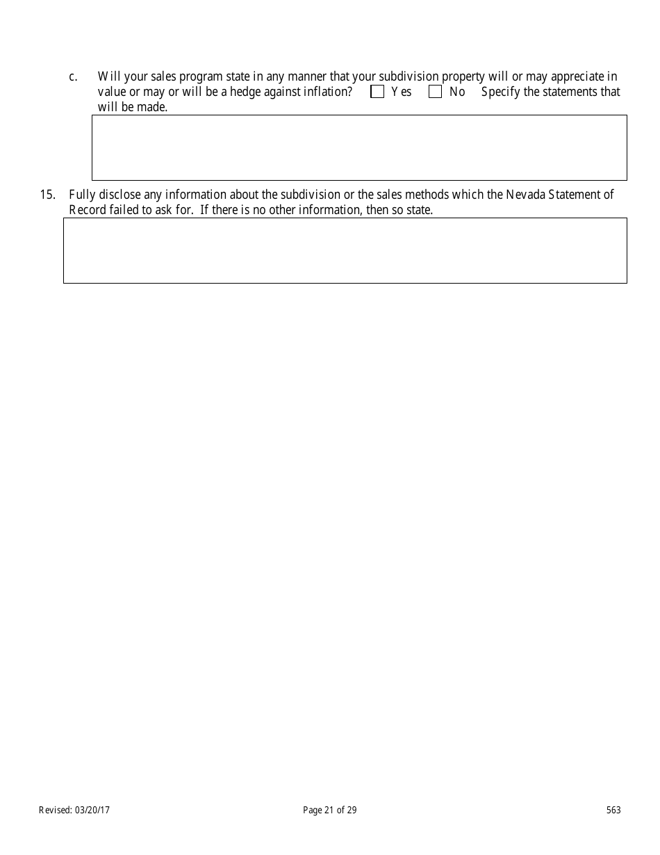 Form 563 Nevada Statement of Record - Nevada, Page 21