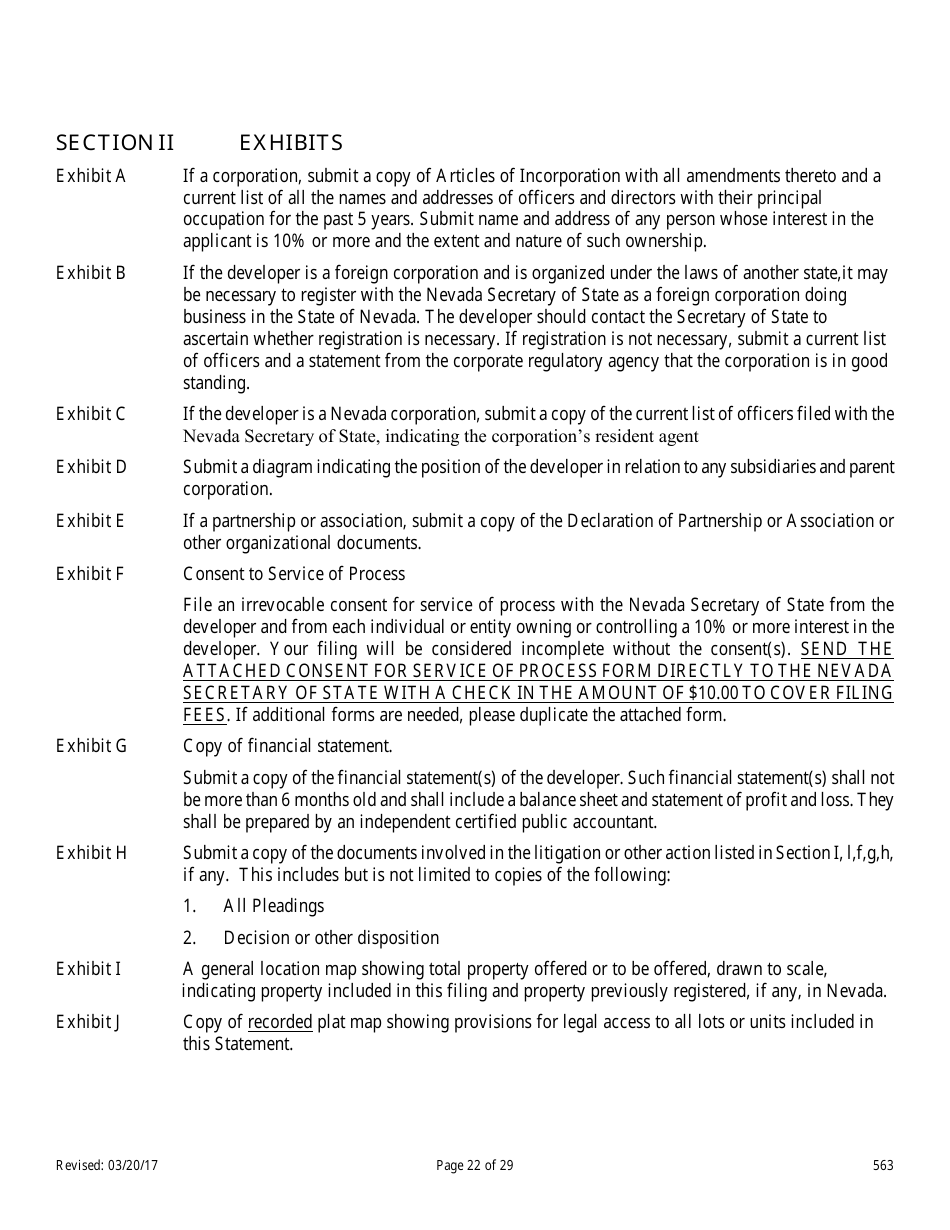 Form 563 Nevada Statement of Record - Nevada, Page 22