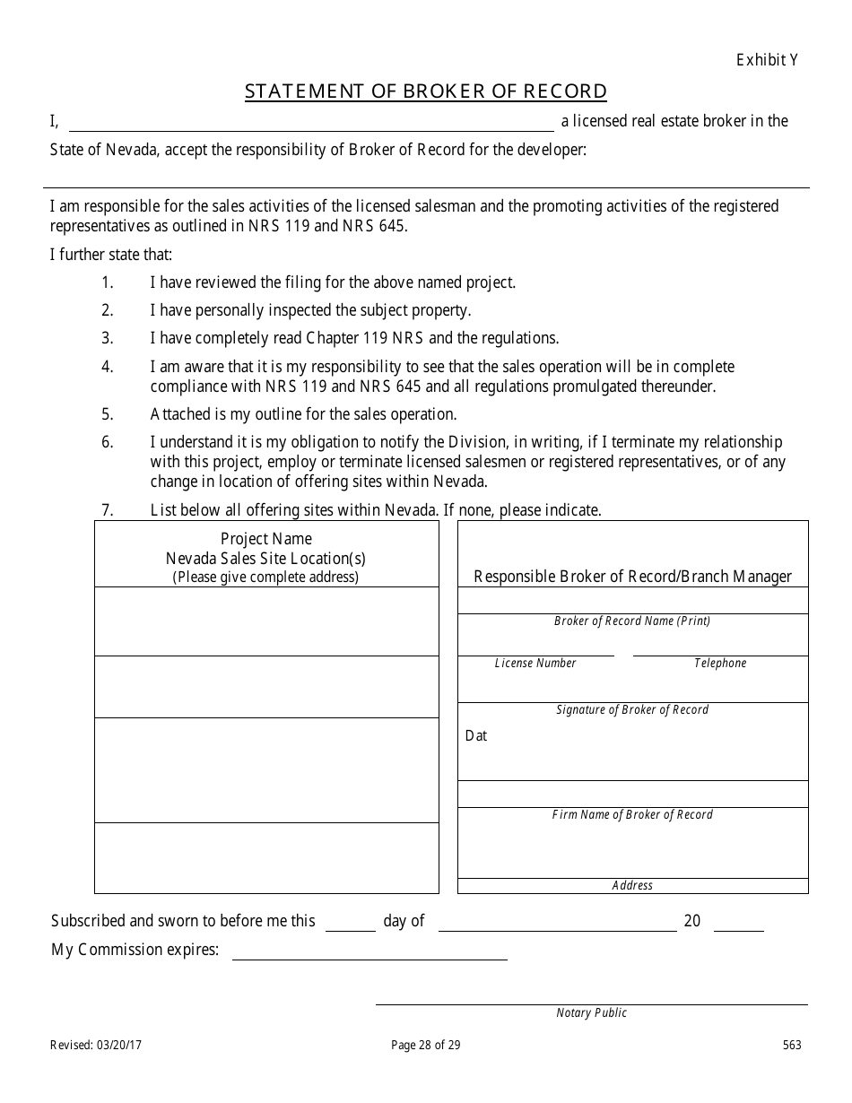 Form 563 Nevada Statement of Record - Nevada, Page 28