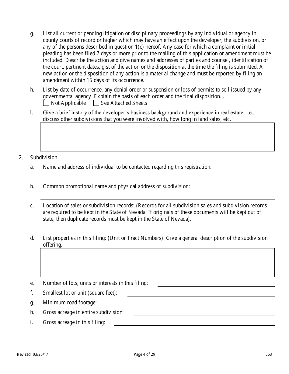 Form 563 - Fill Out, Sign Online and Download Fillable PDF, Nevada ...