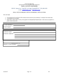 Document preview: Form 581 Real Estate Branch Office Renewal Application - Nevada