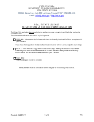 Document preview: Form 775 Application for Reinstatement of Mid-point Education - Nevada