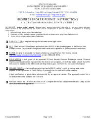 Form 624 Nevada Business Broker Permit Application - Nevada