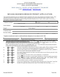 Form 624 Nevada Business Broker Permit Application - Nevada, Page 2