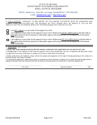 Form 624 Nevada Business Broker Permit Application - Nevada, Page 3