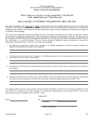 Form 607 &quot;Disclosure Statement Required by Nrs 119a.534&quot; - Nevada