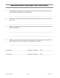 Form 568A Time-Share Resale Disclosure Form - Nevada, Page 3